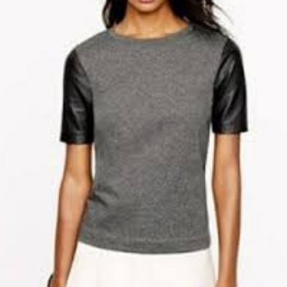 J. Crew Tops - SALE!! J Crew Top With Faux Leather Sleeves Small